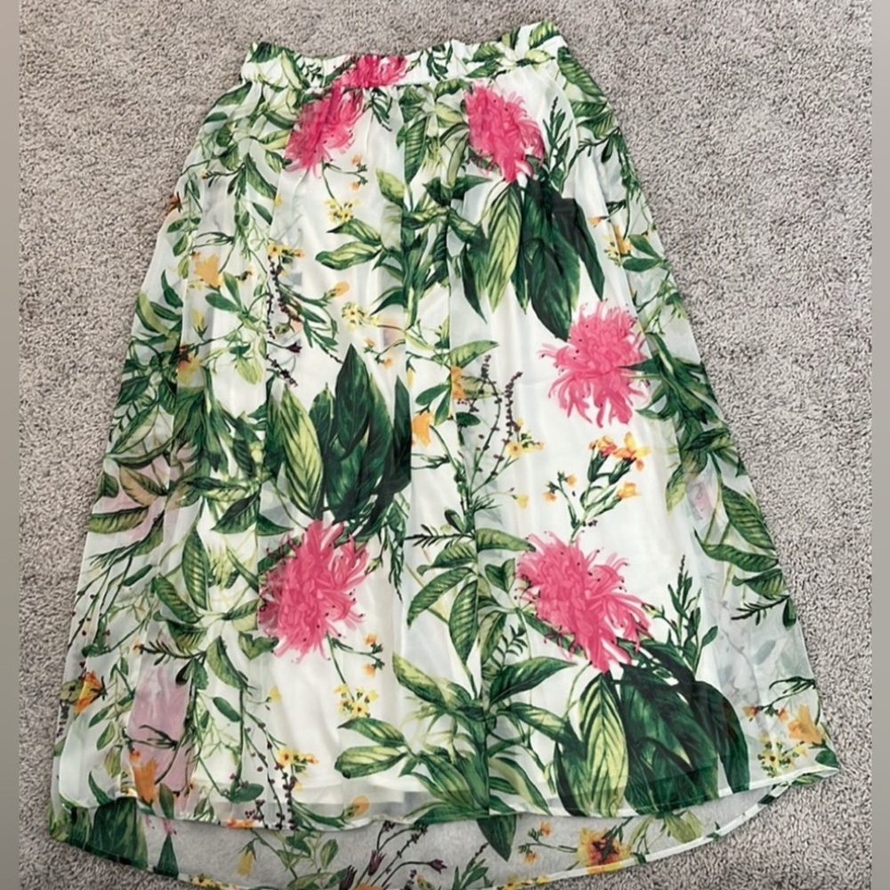 Sunny Leigh Floral Maxi Skirt - Pink and Green